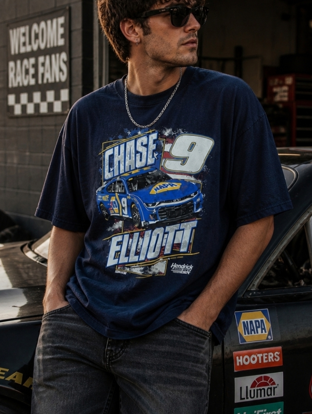 Chase Elliott #9 NASCAR Graphic Tee XL  Blue Hendrick Motorsports Racing Shirt